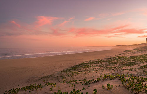 Jeffreys Bay coastline and village